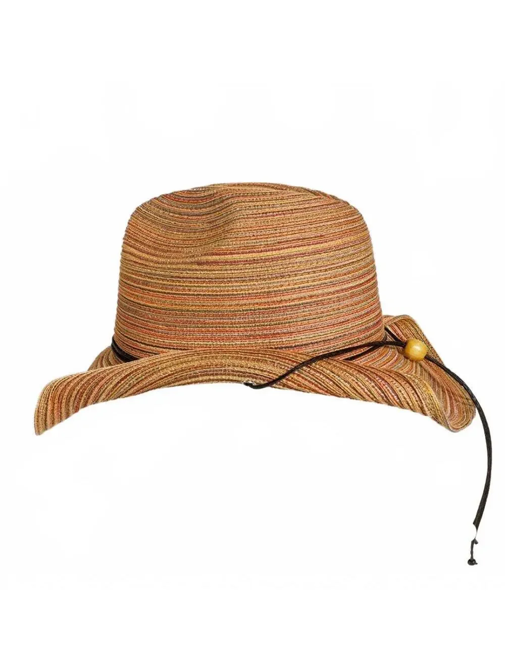 Scala Brown Rolled Brim Western Boho Hat Leather band Rustic Earth Tones Beach